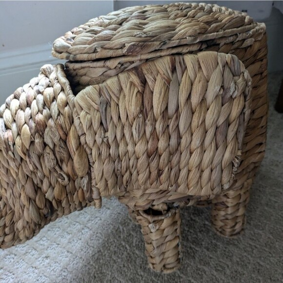 Opalhouse Rattan Elephant Basket Natural - 15.7" x 12.2" retired discontinued - Picture 2 of 7